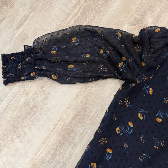 Draper James Navy Floral Long Sleeve Dress - Picture 3 of 3